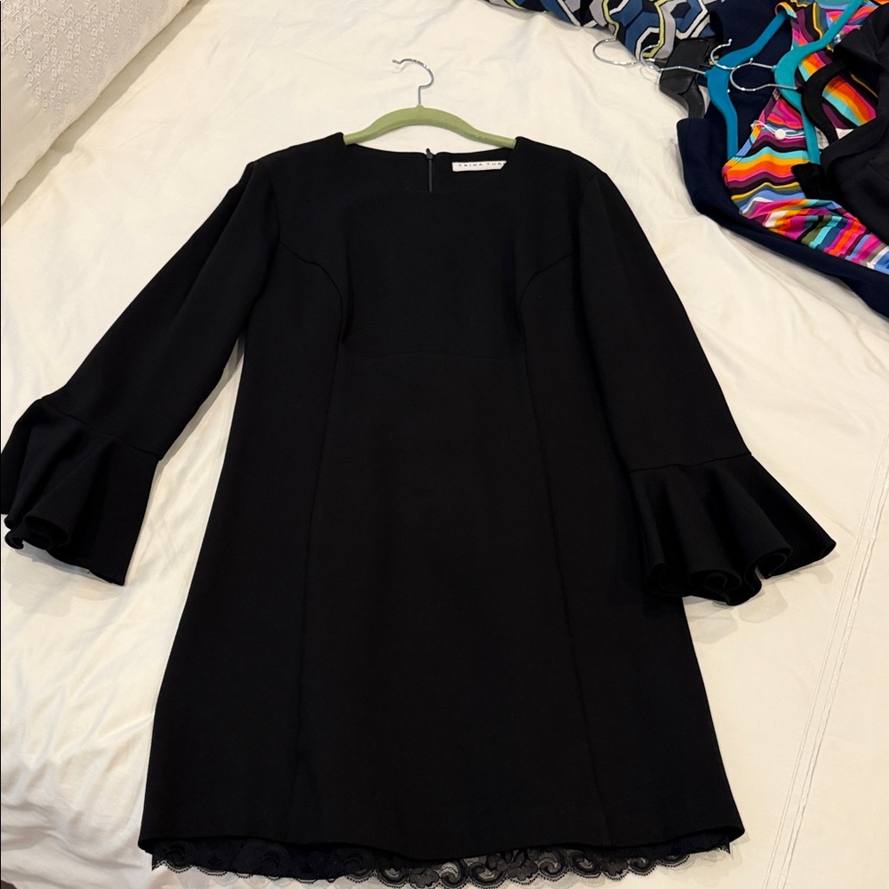 Trina Turk Black Dress with Ruffled Sleeves